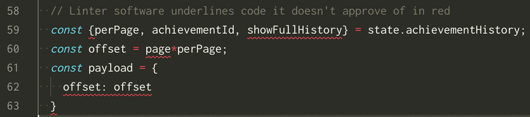 Linting tools underlining in red
